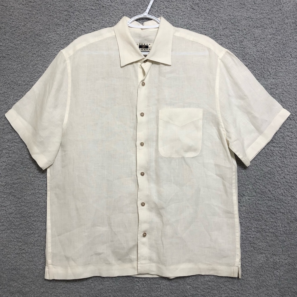 Joseph Abboud 100% Linen Men's Button Up Shirt Size L Short Sleeve